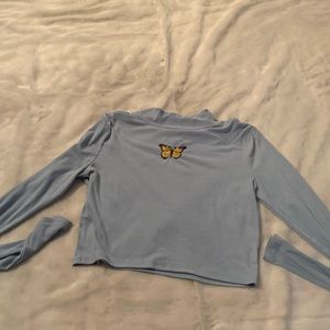 blue butterfly long sleeve top - shein L